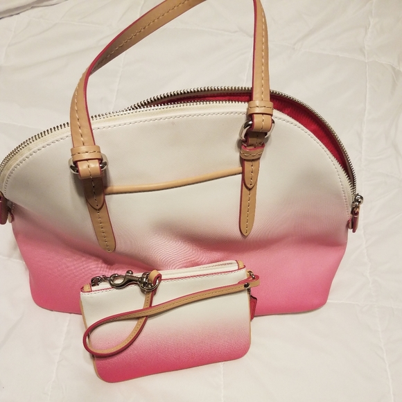 Pink and white Coach w/ Coin Purse - Picture 3 of 16